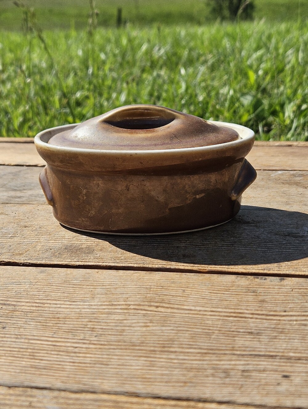 Fraunfelter China 160 Ohio Pottery Brown Lustre Casserole Dish Lidded Terrine...